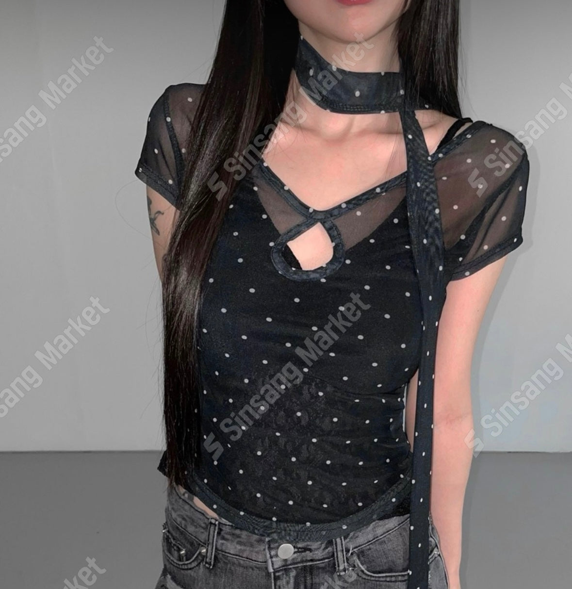 (現貨)透透波點Top連頸帶