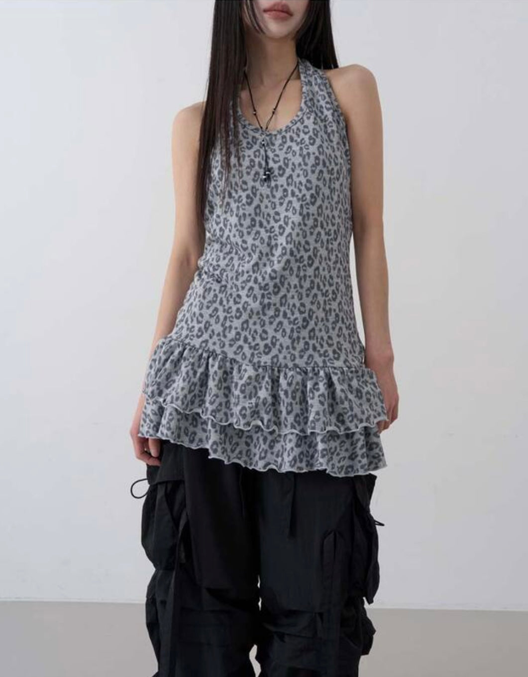 豹紋荷葉邊OPS（啡現貨）