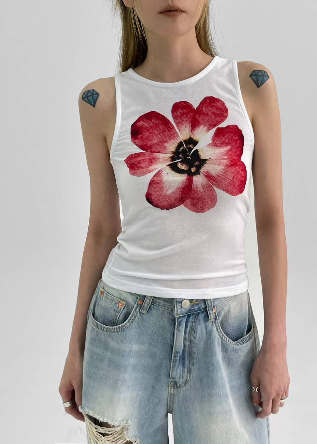 花花印花背心（白現貨）