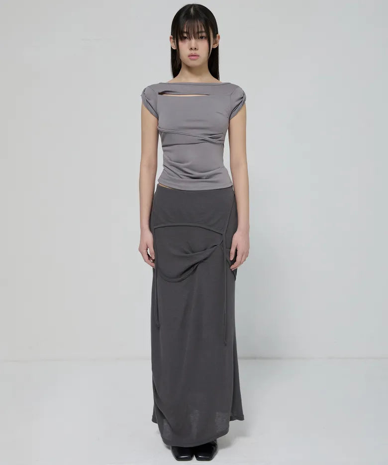 FLARE UP Asymmetrical Draped Roll-Up T-Shirt (4 colors)
