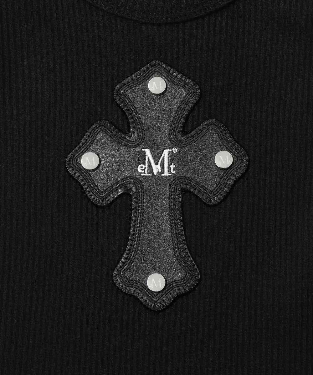 Mucent Theo Cross Leather Patch Sleeveless Nashi (2 Colors)