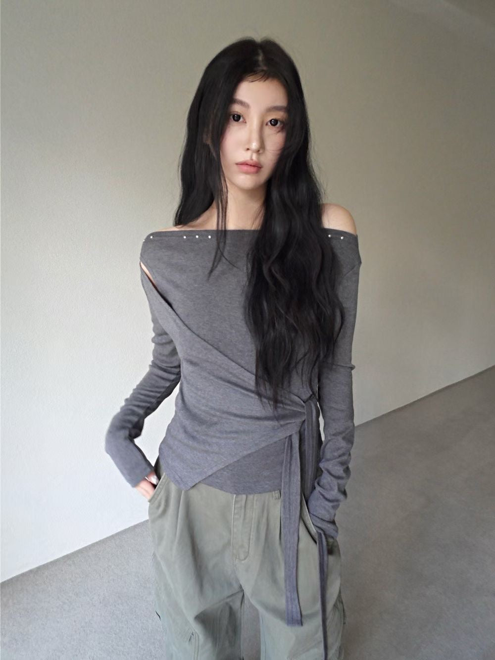 釘釘斜膊綁帶Top