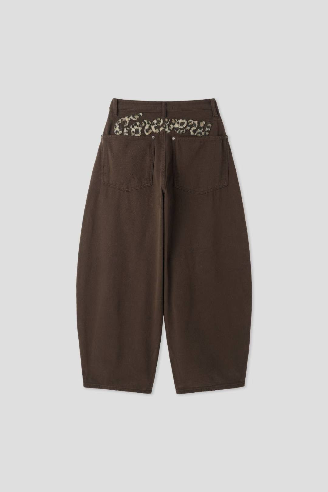 豹紋繡字彎刀褲