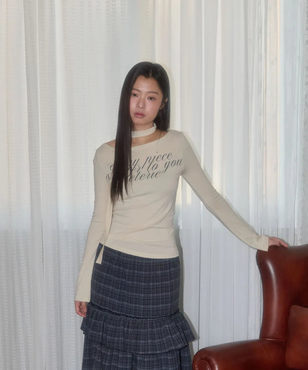 Leterie LETTERING OFF-SHOULDER TIE LONG SLEEVE_3COLOR