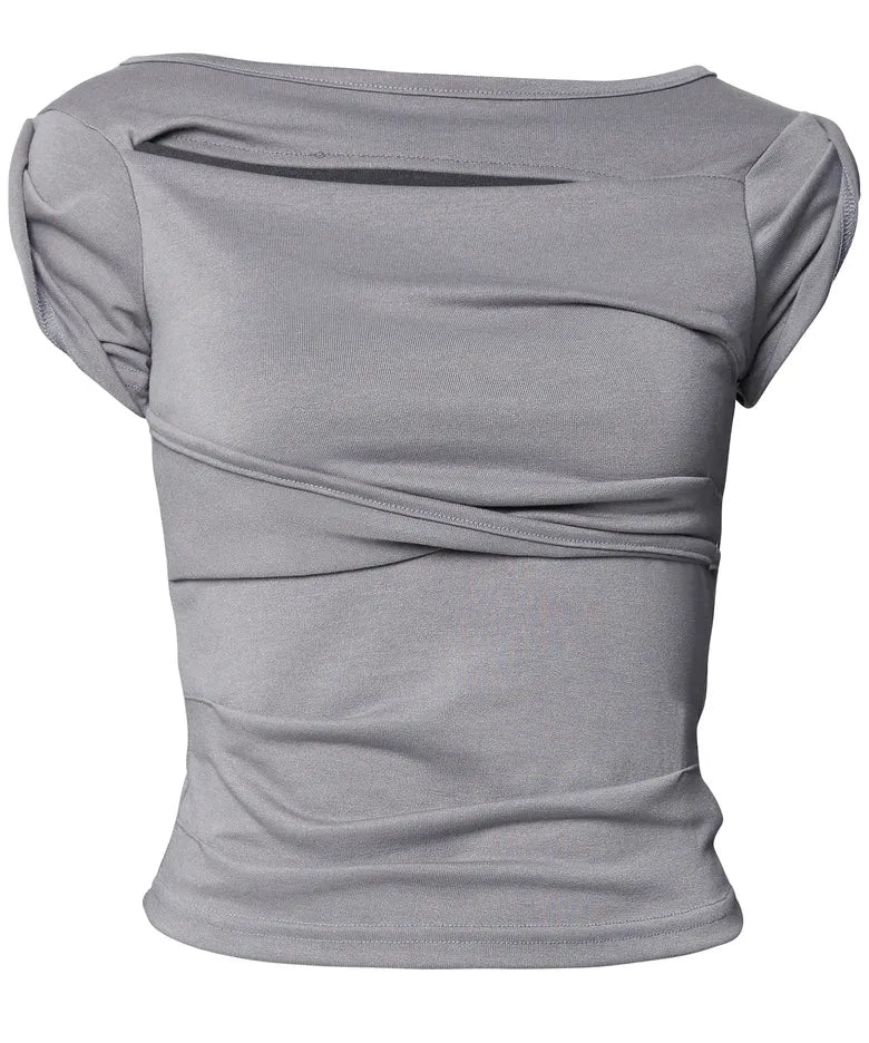 FLARE UP Asymmetrical Draped Roll-Up T-Shirt (4 colors)