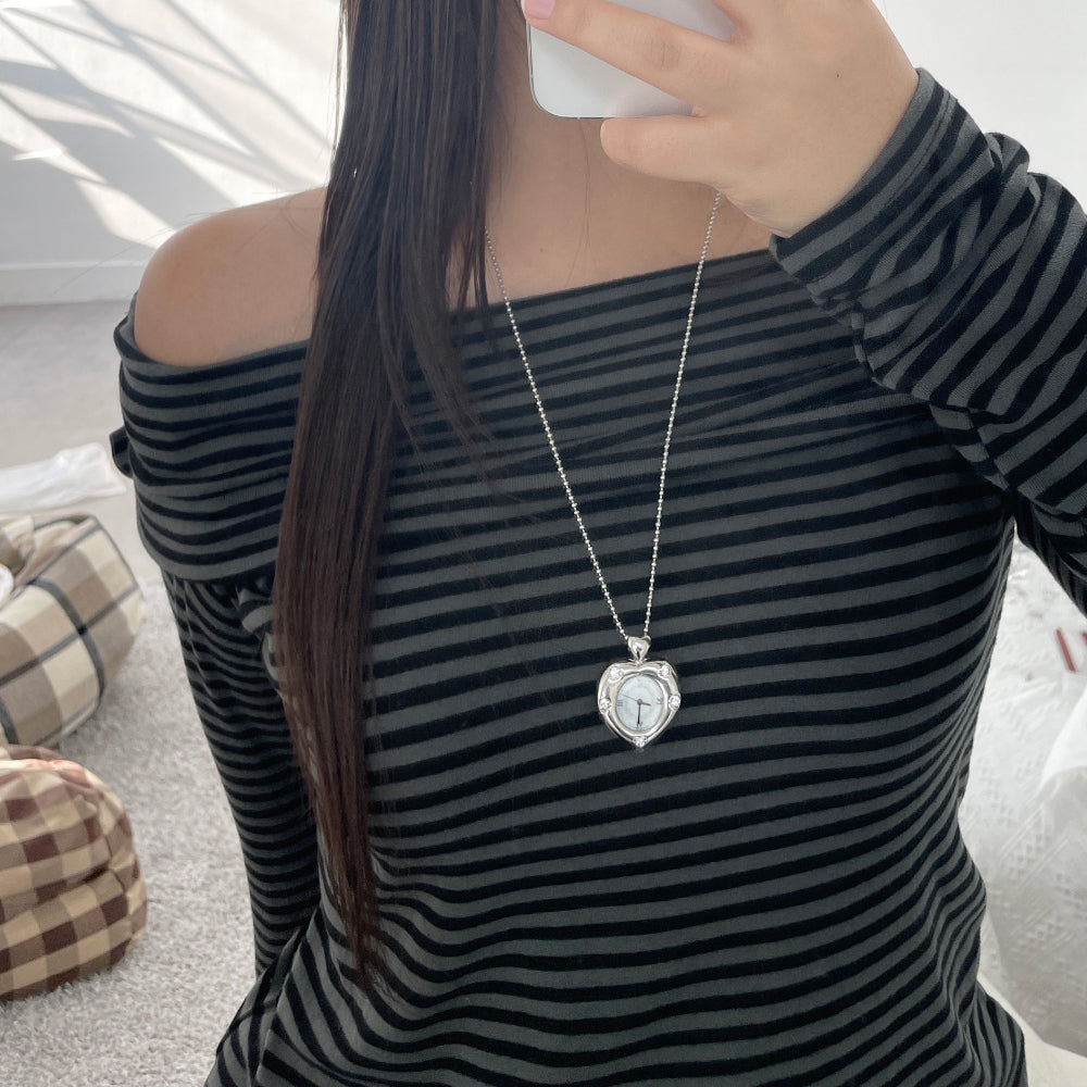 Twinkle Heart Clock Long Necklace