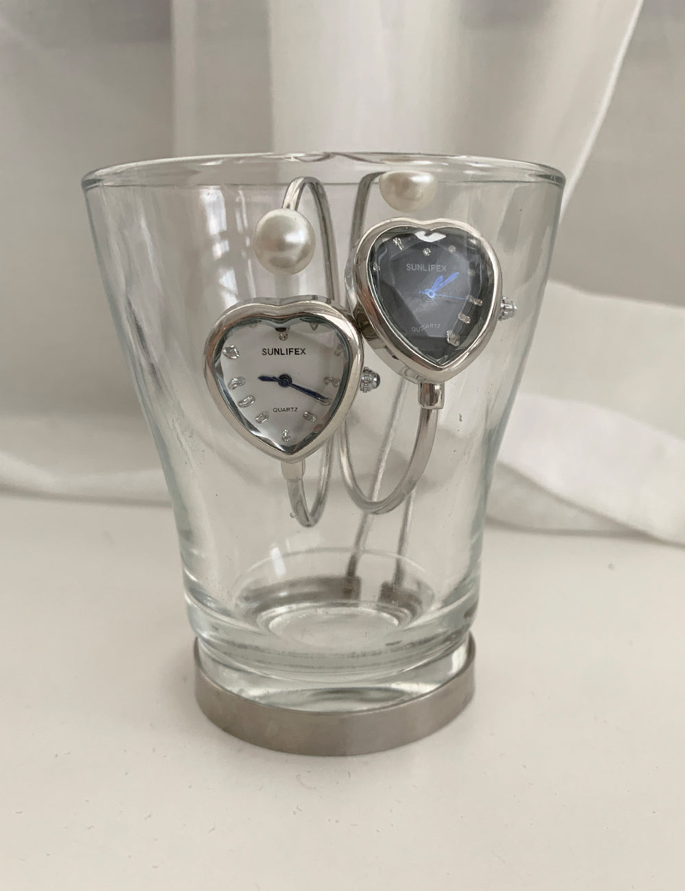 Pearl Heart Bangle Watch