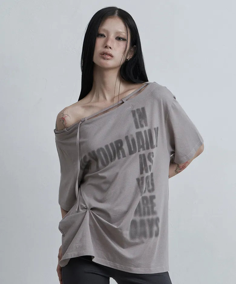 ASUR POINT BUCKLE ONE-SHOULDER TEE(4 colors)