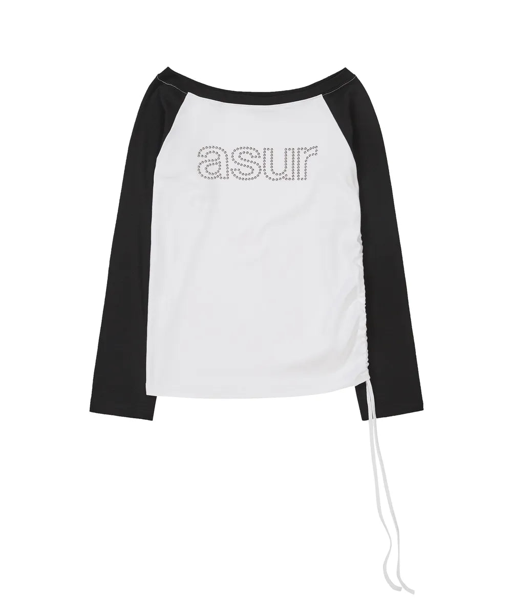 asur AU Boat Neck Shirring Long Sleeve(3 colors)