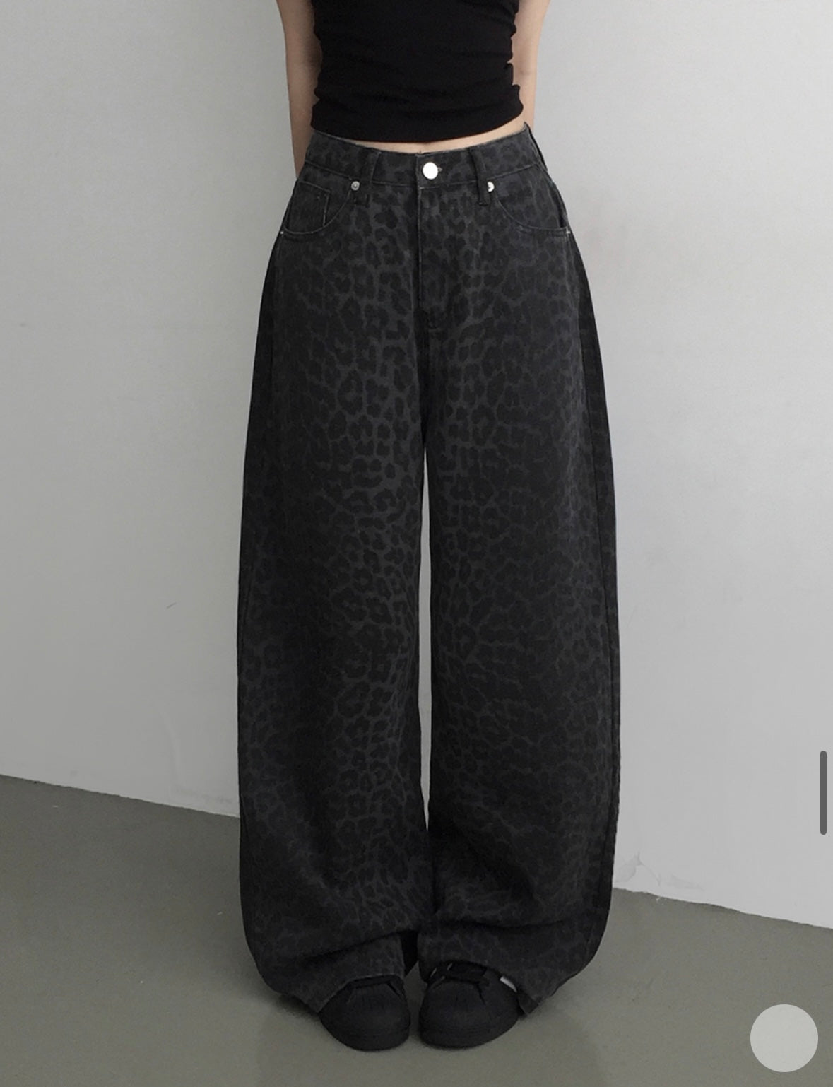 [韓牌自家設計S-2XL] Calve Leopard Long Wide Pants