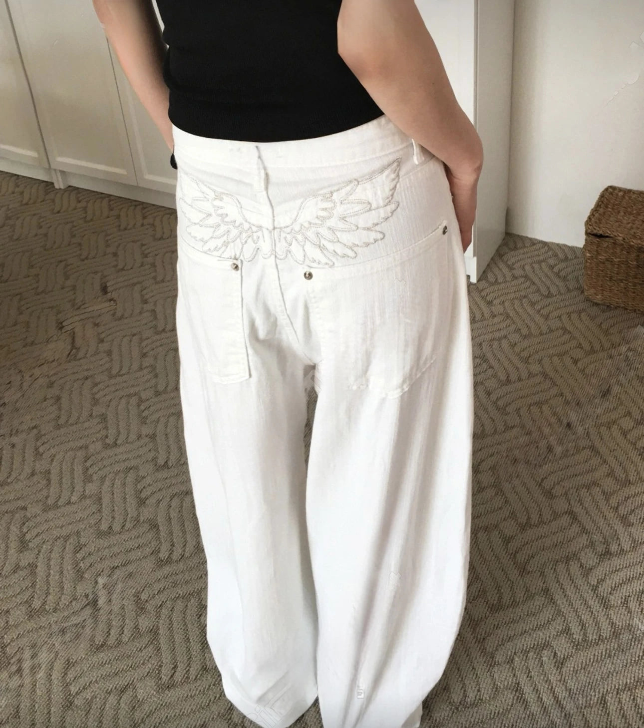 天使翅膀刺繡牛仔褲🪽