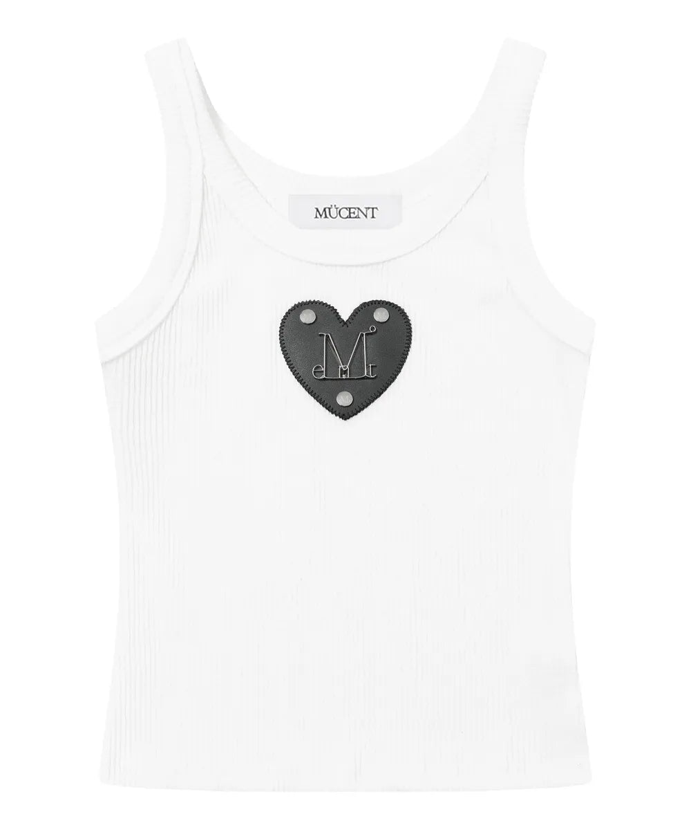 Mucent Dion Metal Logo Heart Patch Sleeveless Nashi (2 Colors)