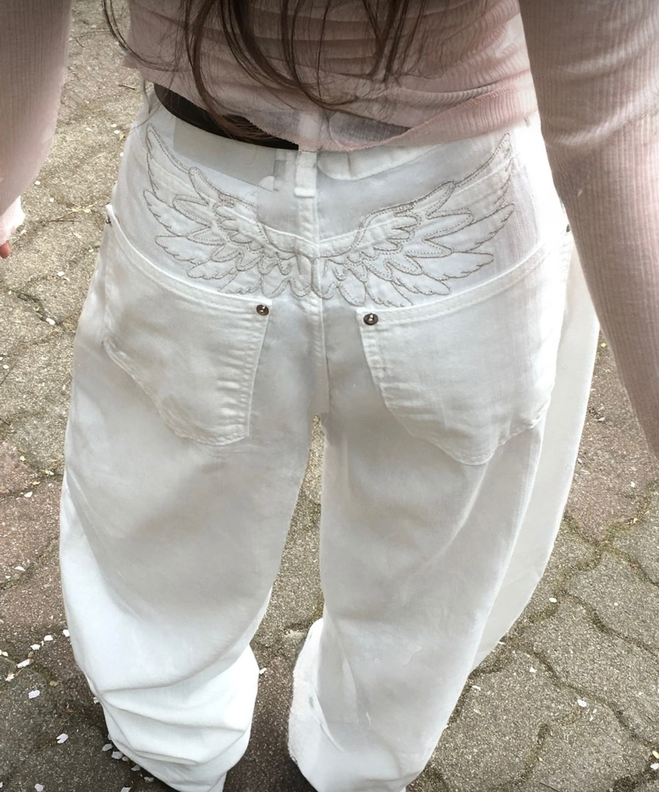 天使翅膀刺繡牛仔褲🪽