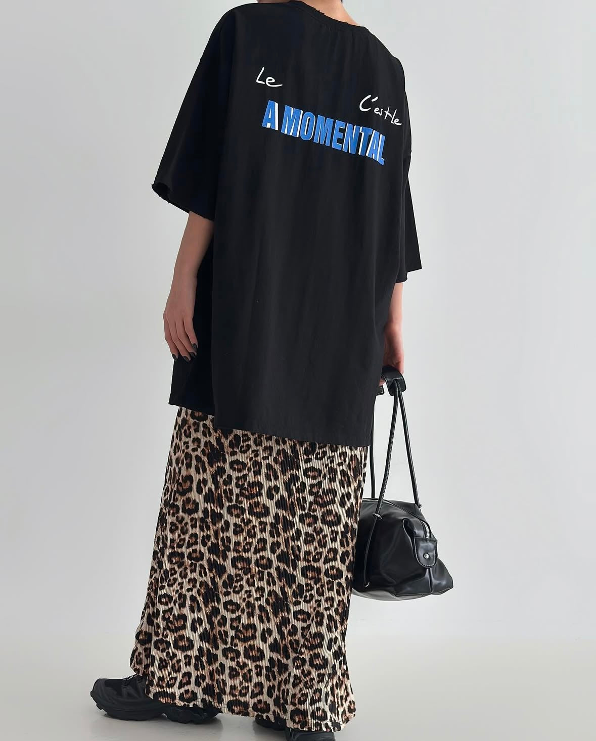 (黑色現貨)豹紋長裙