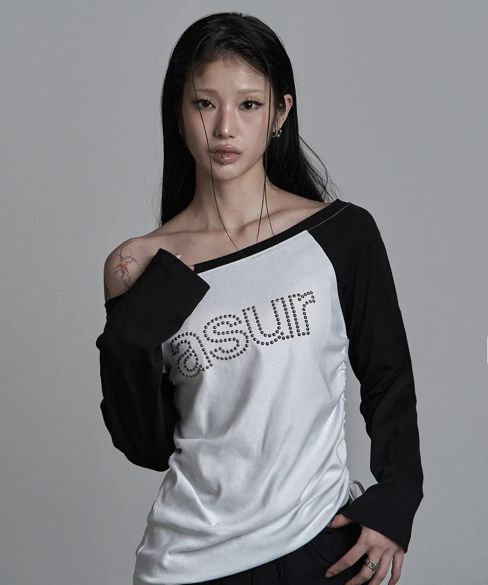 asur AU Boat Neck Shirring Long Sleeve(3 colors)