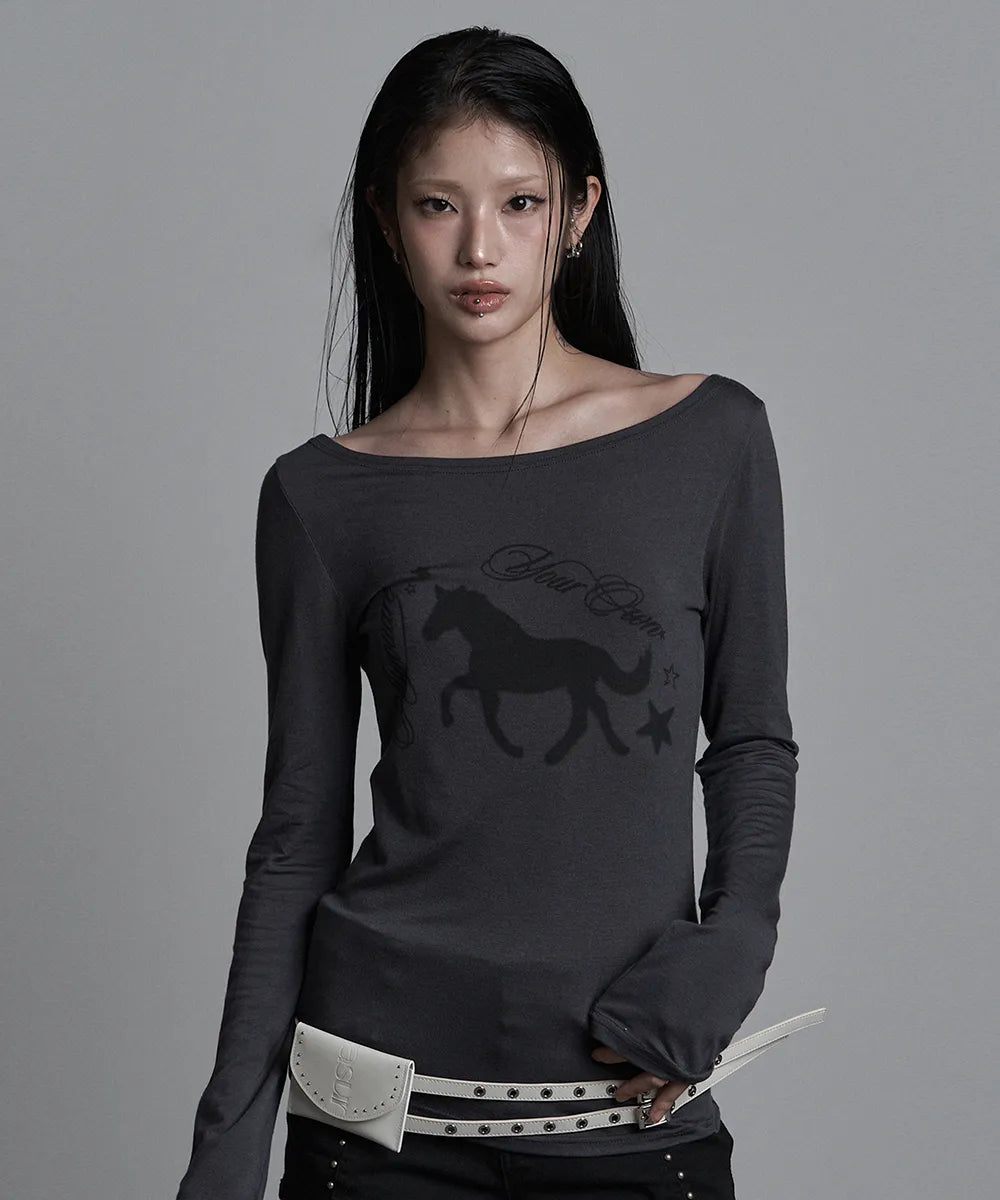 asur Horse Boatneck Long Sleeve(4 colors)