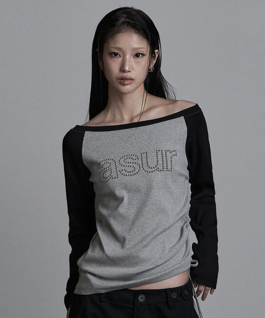 asur AU Boat Neck Shirring Long Sleeve(3 colors)