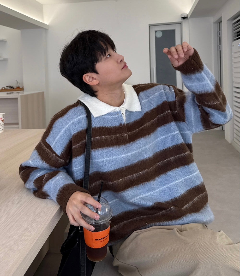 親膚拼色間條冷衫（Unisex款）