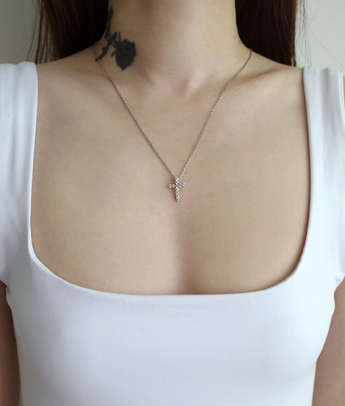 Crystal Cross Necklace (S size)