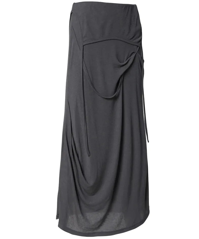 FLARE UP Asymmetrical Draped Long Skirt (3 colors)