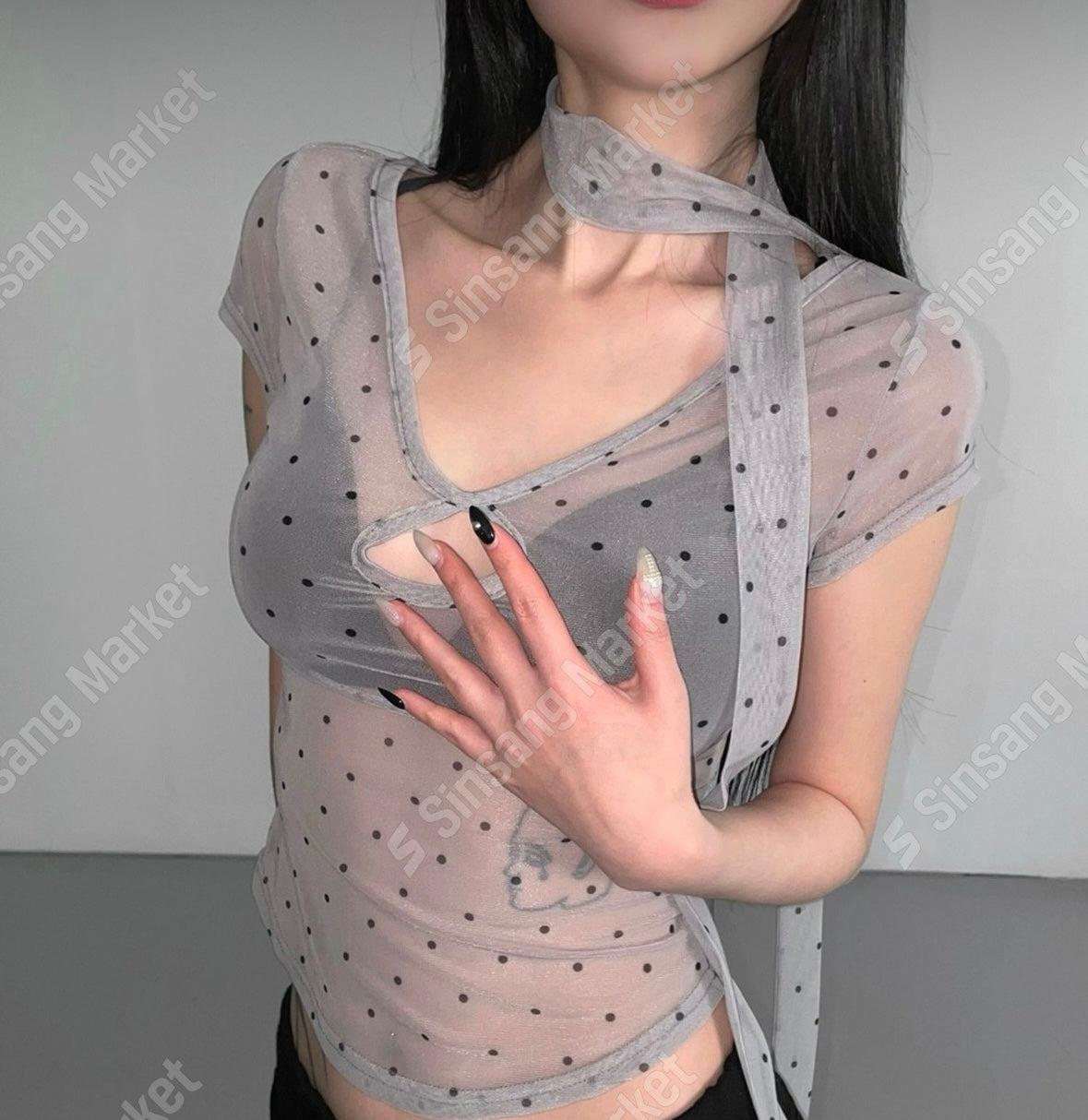 (現貨)透透波點Top連頸帶