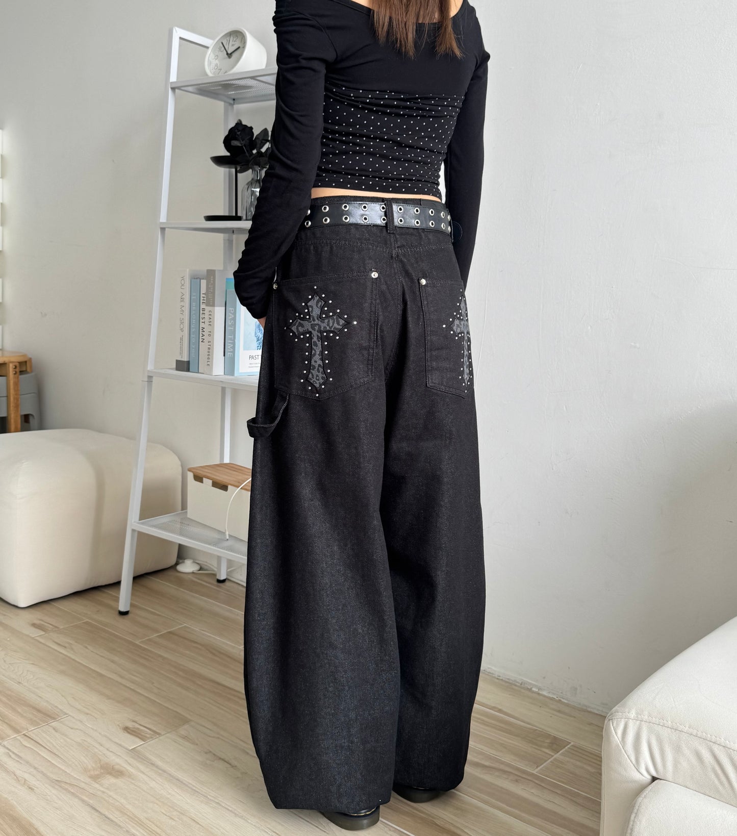 豹紋十字架彎刀褲