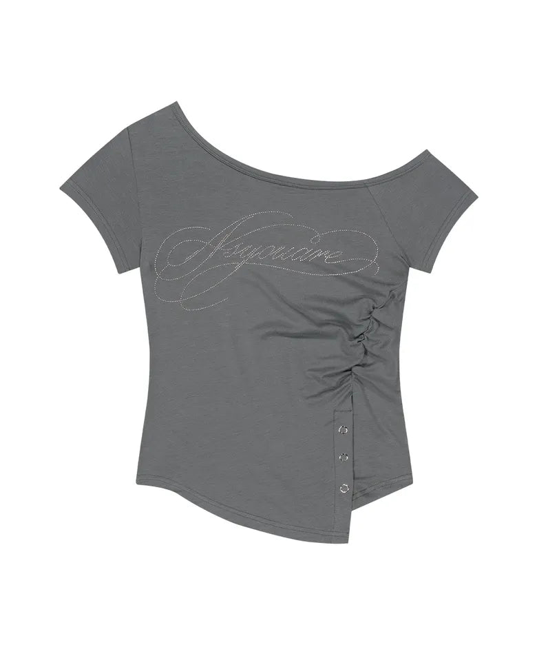 Asur Button Inshijeon One Shoulder Tee (4 colors)