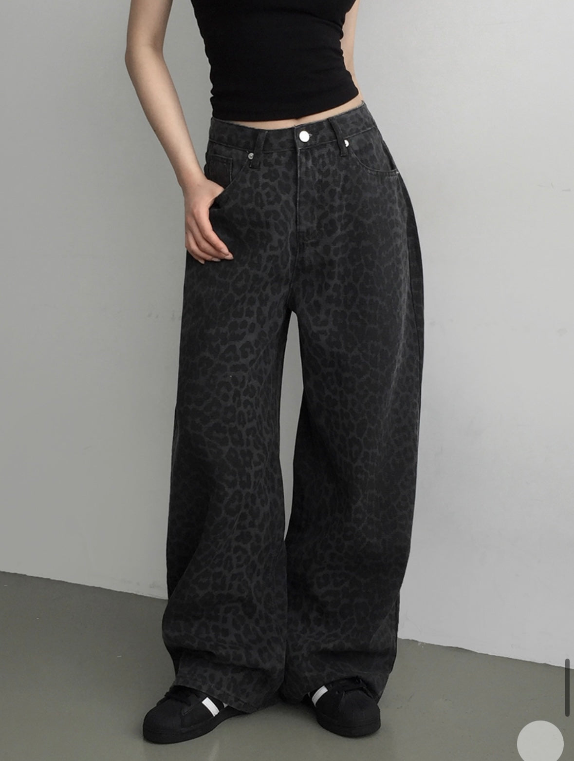 [韓牌自家設計S-2XL] Calve Leopard Long Wide Pants