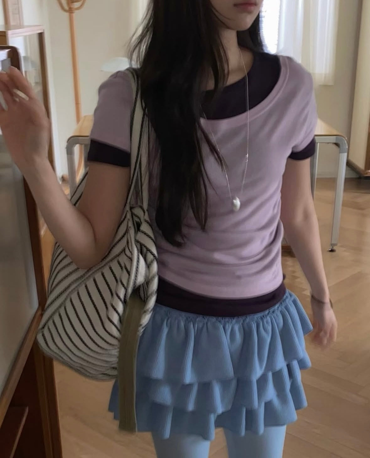 假兩件拼色疊穿短袖Tee