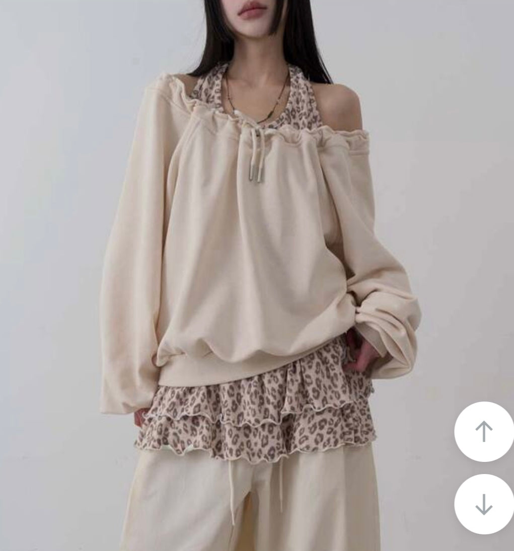 豹紋荷葉邊OPS（啡現貨）