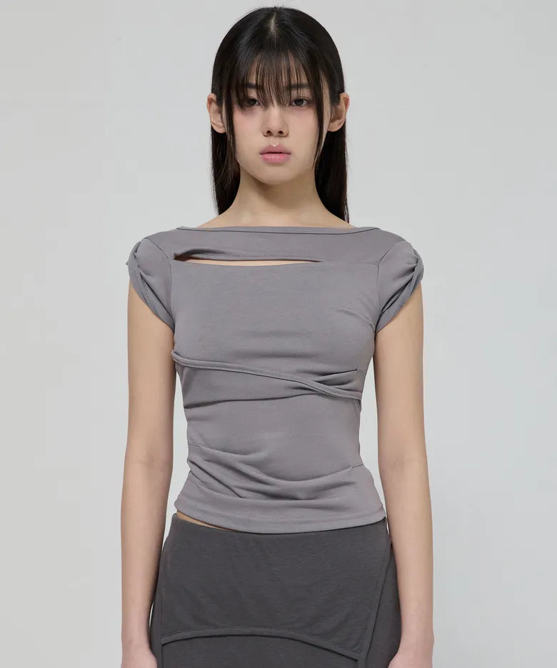 FLARE UP Asymmetrical Draped Roll-Up T-Shirt (4 colors)