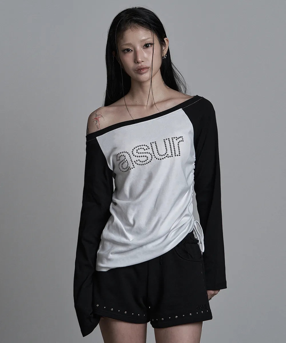 asur AU Boat Neck Shirring Long Sleeve(3 colors)
