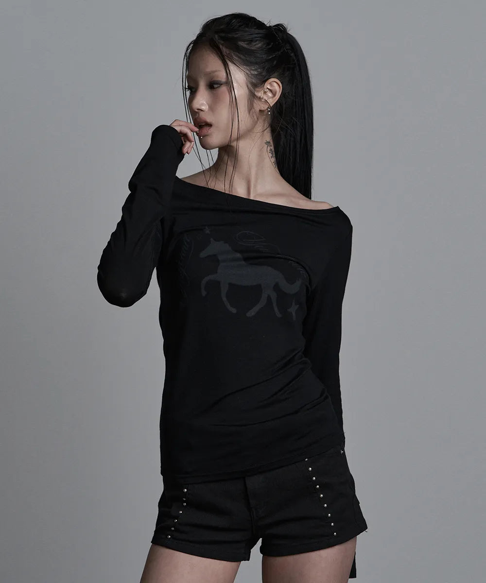 asur Horse Boatneck Long Sleeve(4 colors)