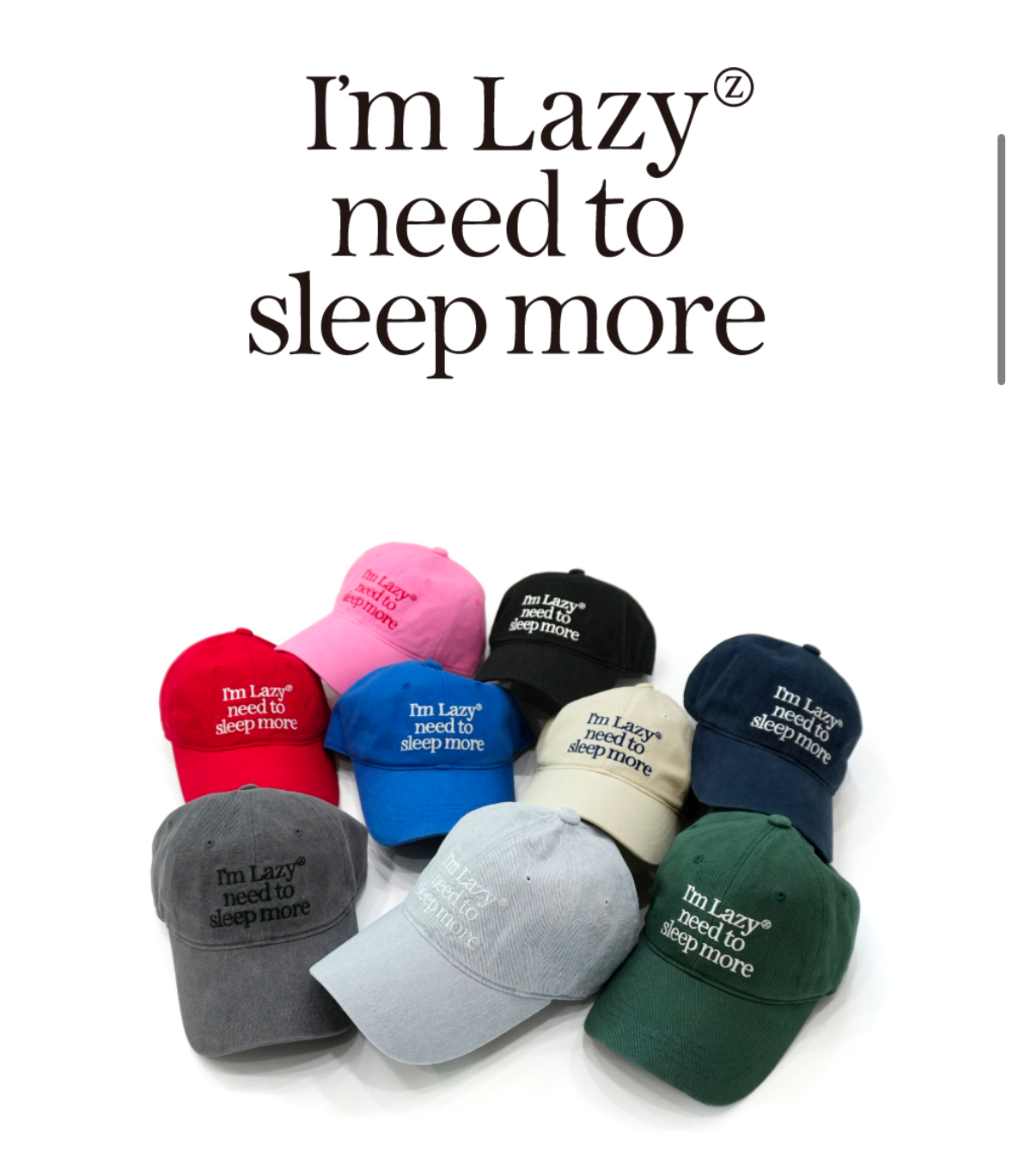(Karina同款)Lazyz帽 Sleep More Washing Ball Cap