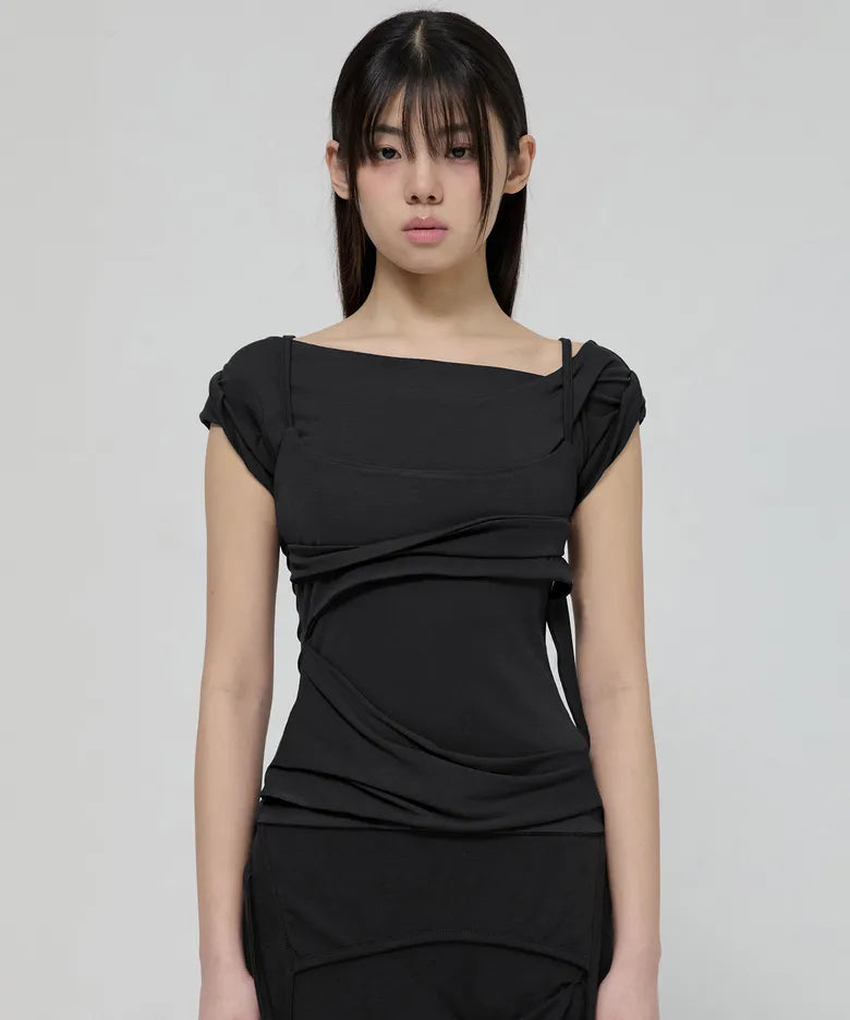 FLARE UP Layered Bustier T-Shirt(4 colors)