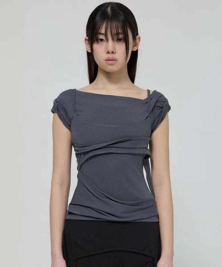 FLARE UP Layered Bustier T-Shirt(4 colors)