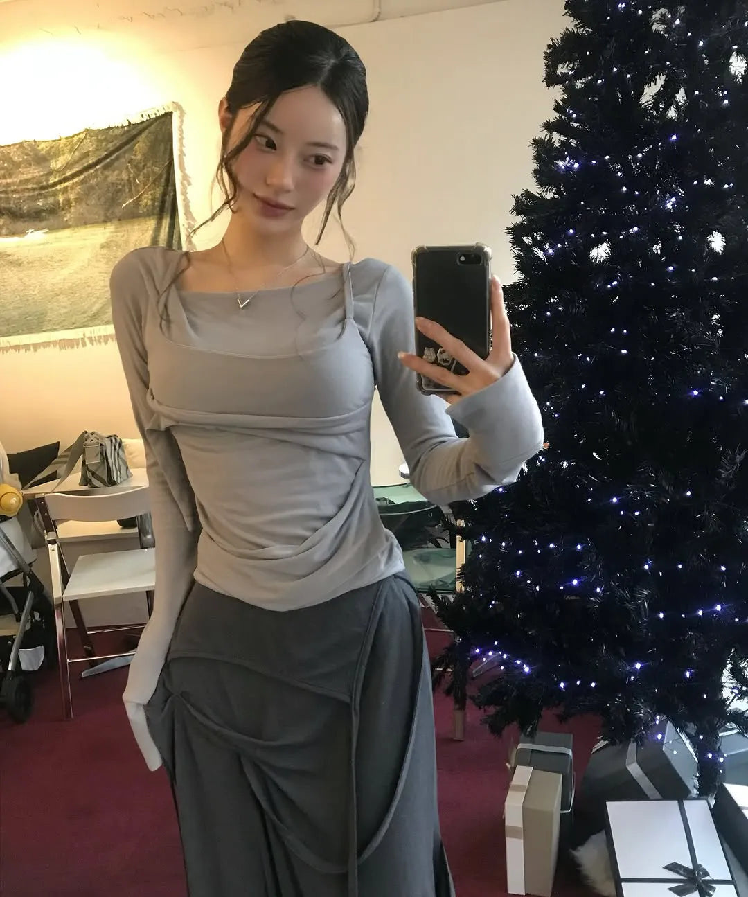 FLARE UP Asymmetrical Draped Long Skirt (3 colors)