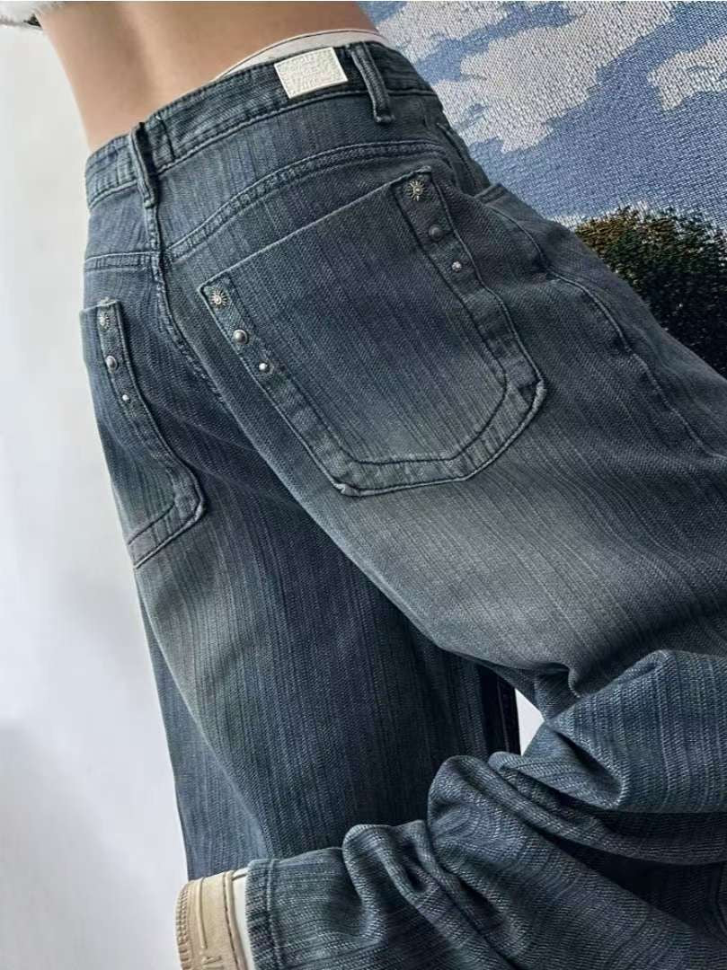 直紋洗水牛仔褲