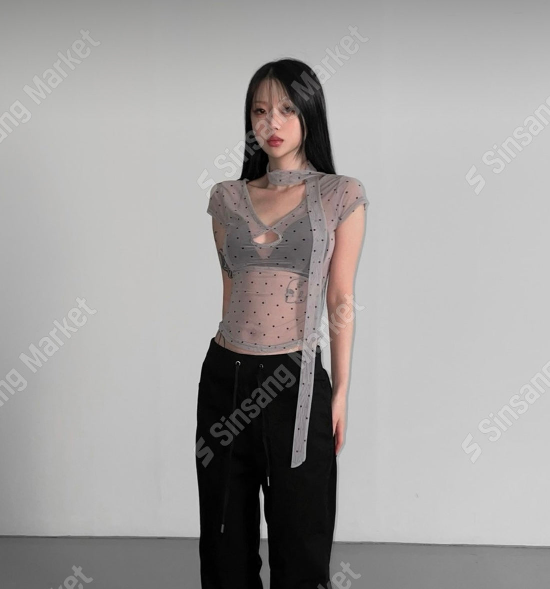 (現貨)透透波點Top連頸帶