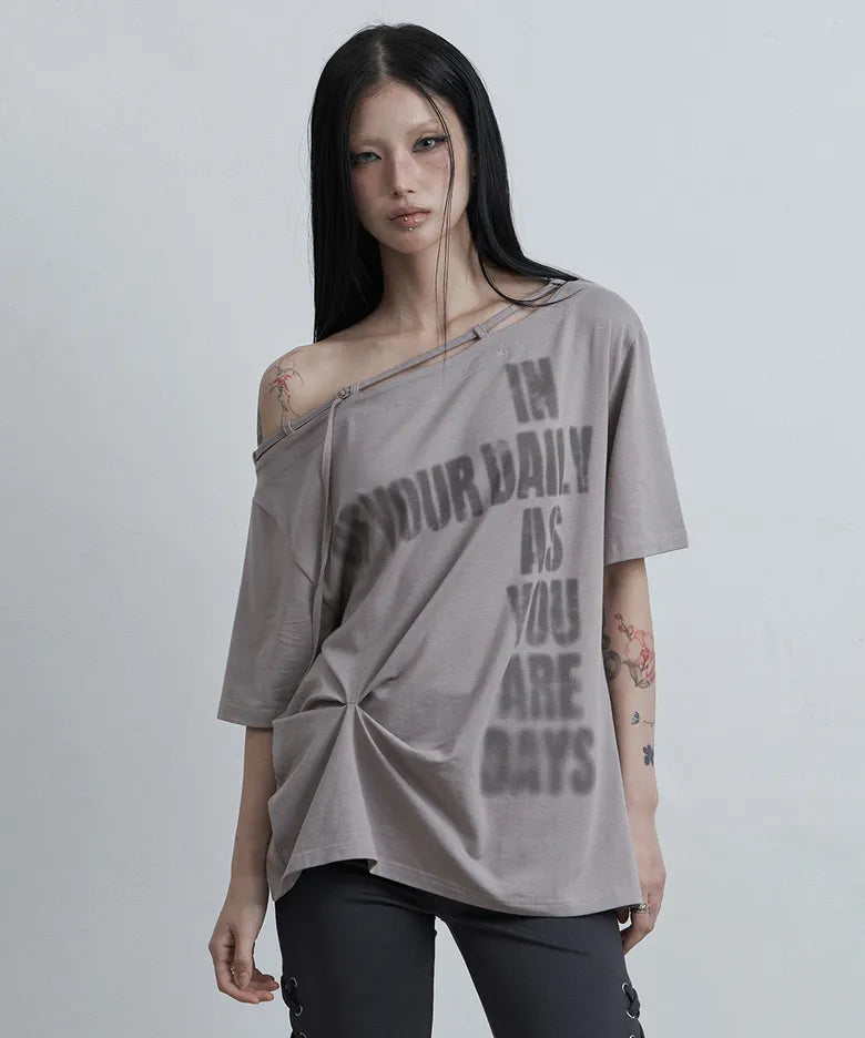 ASUR POINT BUCKLE ONE-SHOULDER TEE(4 colors)