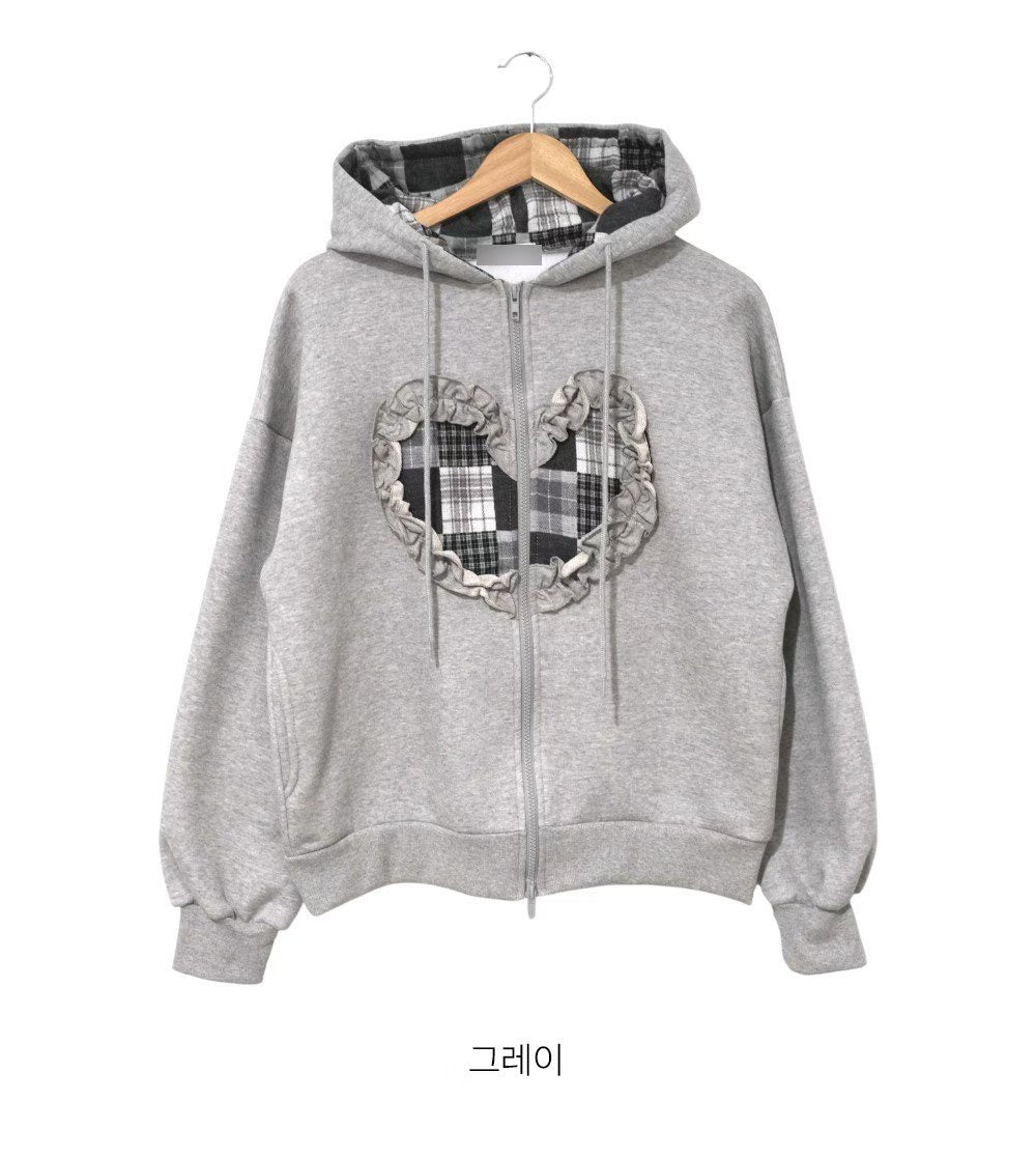 格仔愛心拉鍊外套