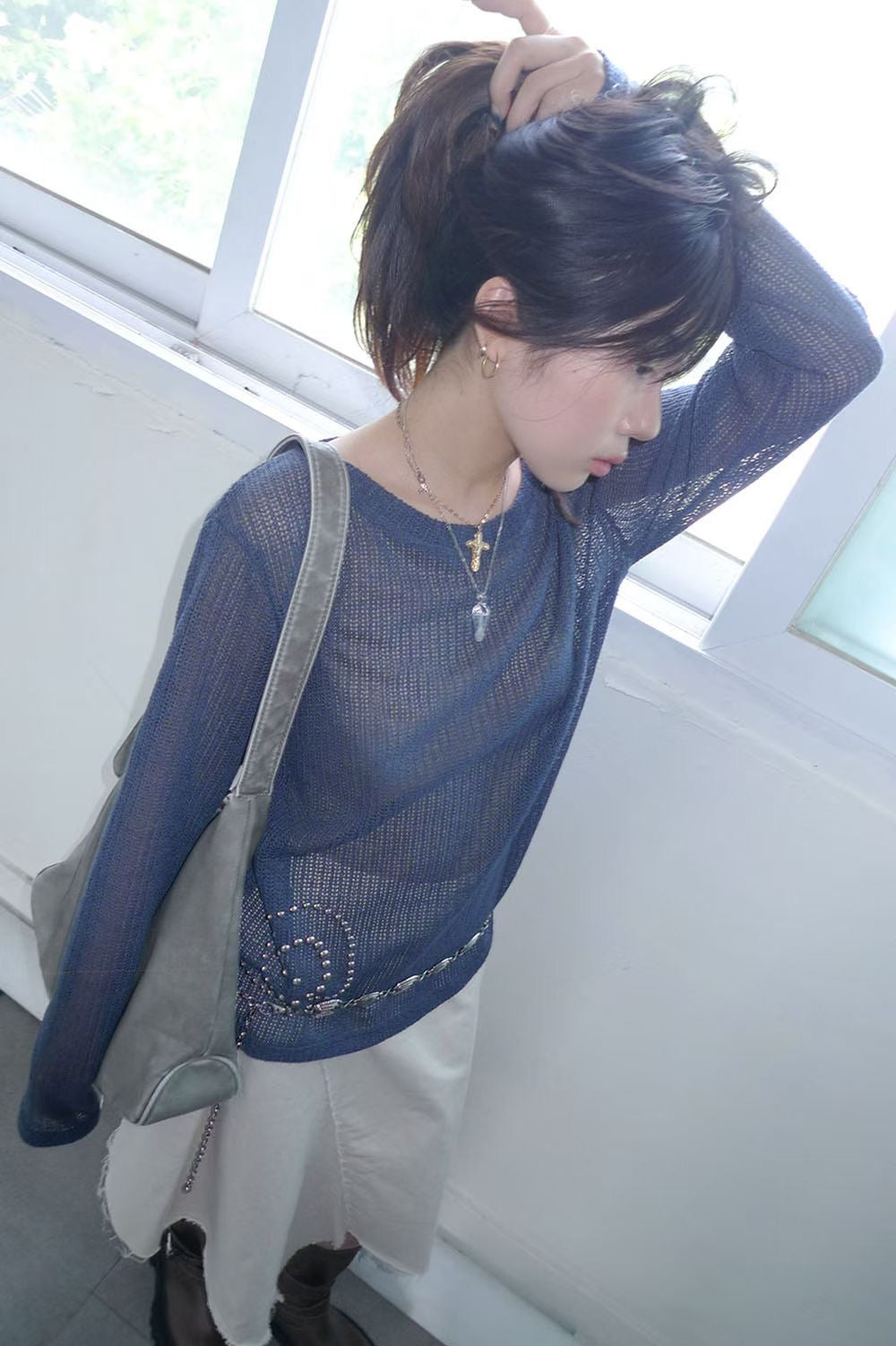 閃石窿窿長袖Top