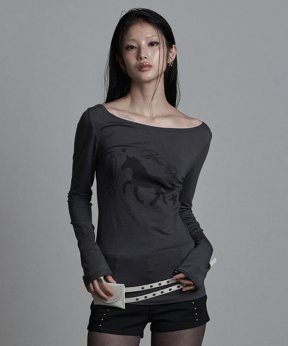 asur Horse Boatneck Long Sleeve(4 colors)