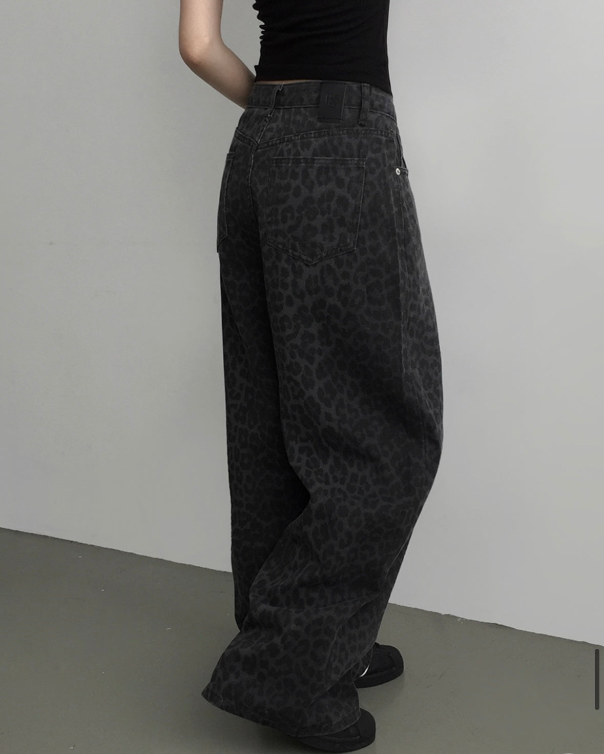[韓牌自家設計S-2XL] Calve Leopard Long Wide Pants