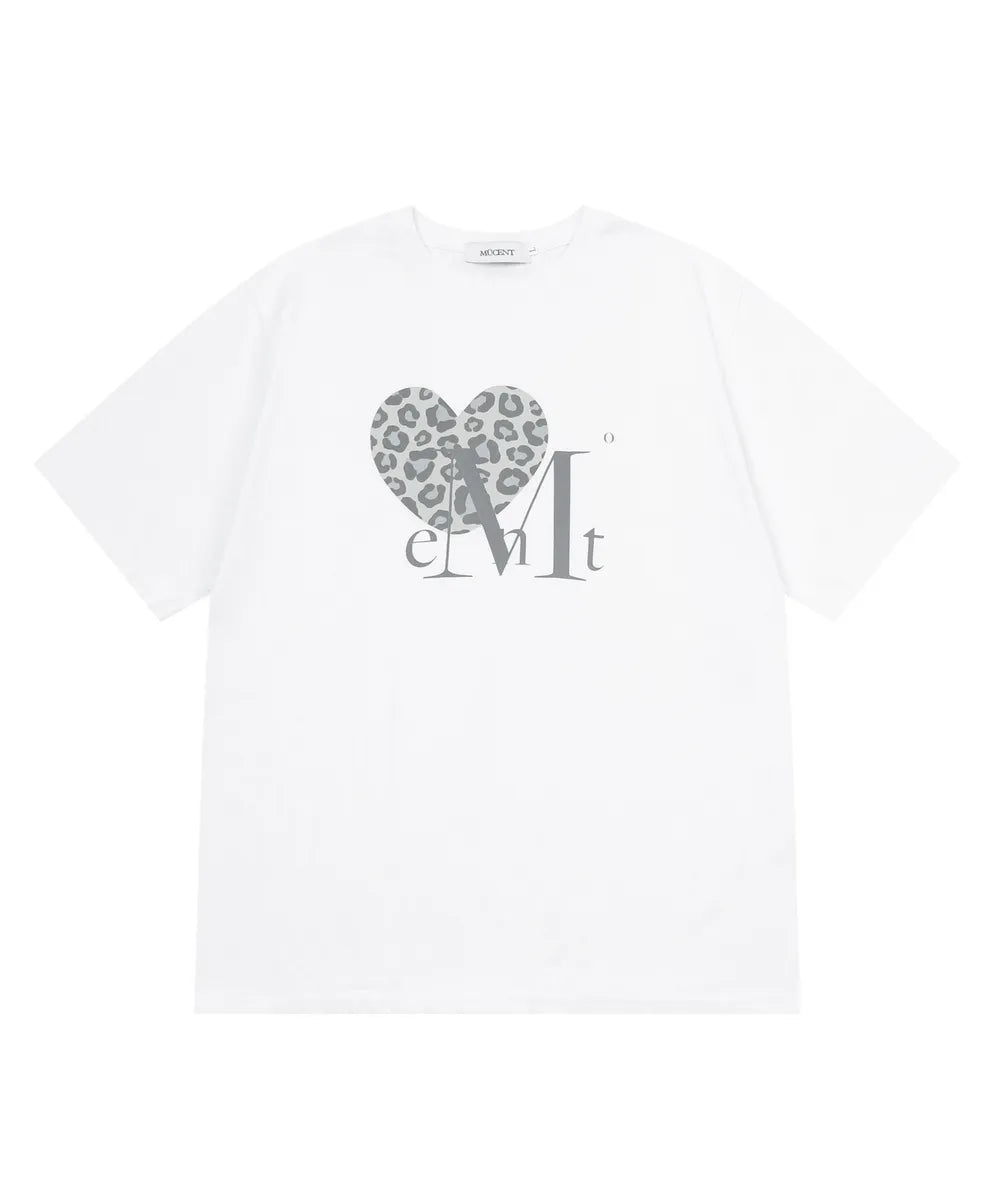 Unisex Sierra Leopard Print Heart Short Sleeve T-shirt (5 Colors)