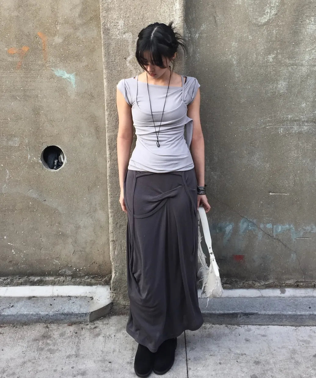 FLARE UP Asymmetrical Draped Long Skirt (3 colors)
