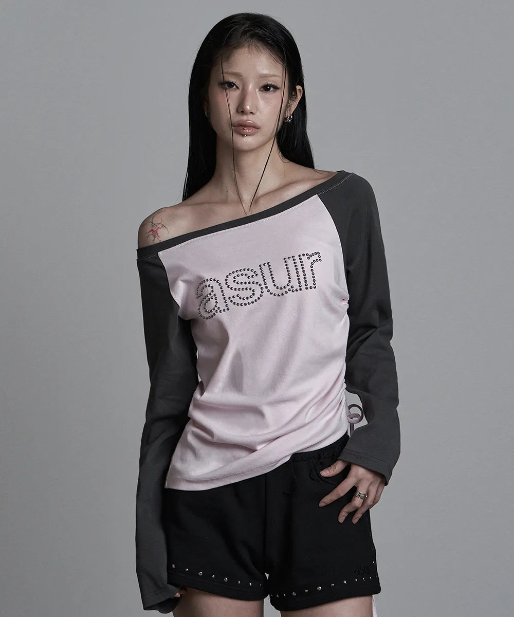 asur AU Boat Neck Shirring Long Sleeve(3 colors)