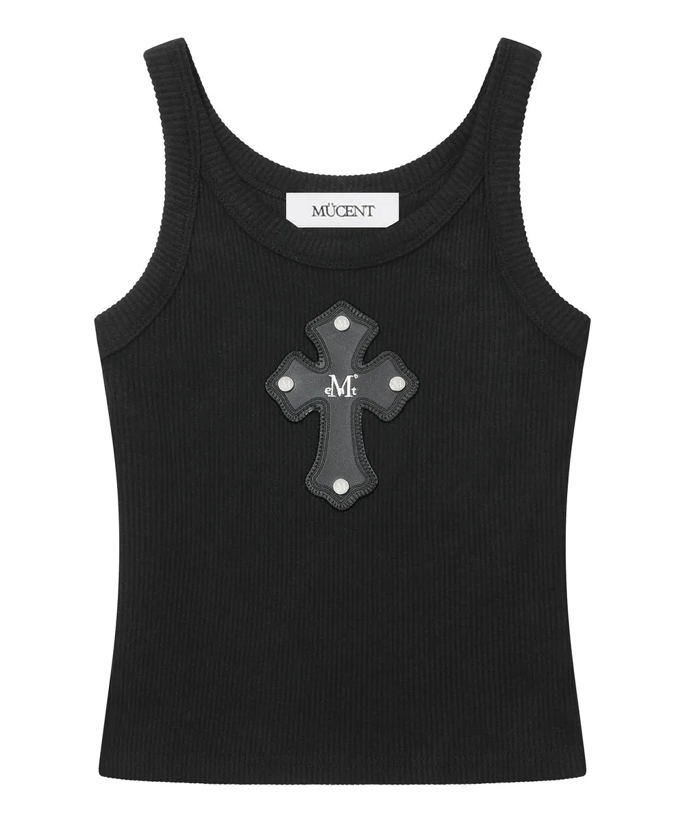 Mucent Theo Cross Leather Patch Sleeveless Nashi (2 Colors)