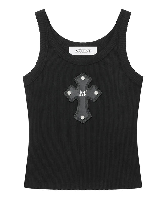 Mucent Theo Cross Leather Patch Sleeveless Nashi (2 Colors)