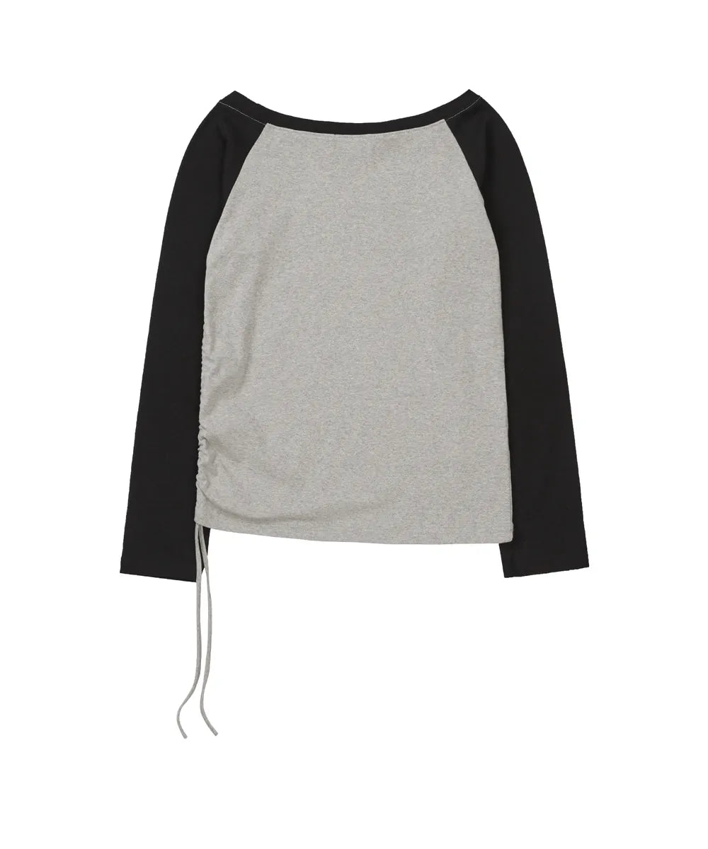 asur AU Boat Neck Shirring Long Sleeve(3 colors)